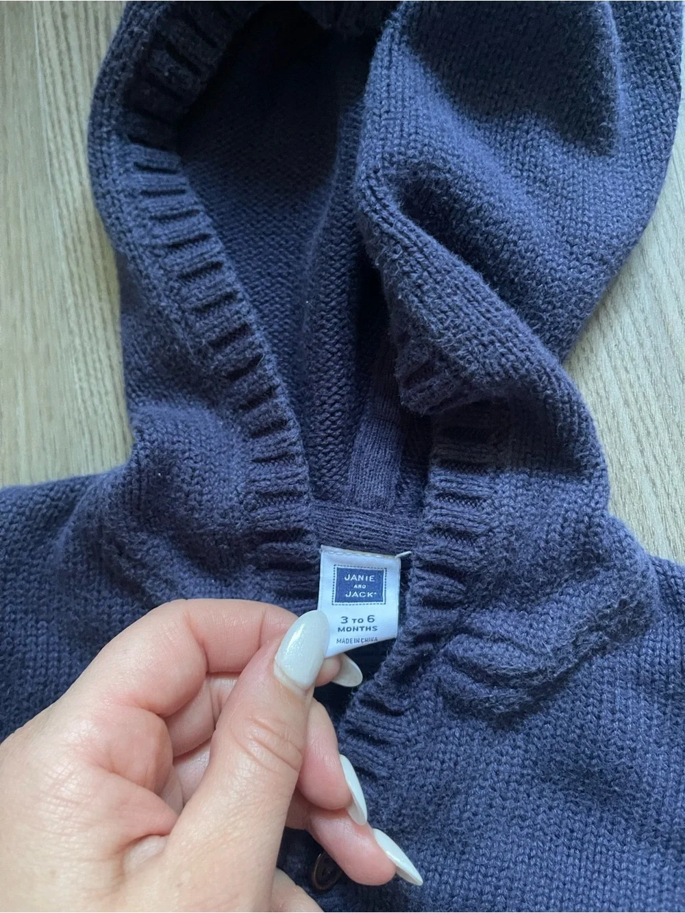 Janie and Jack Navy Varsity Knit Hoodie Sweater Cardigan 3 - 6 Month Preppy chic